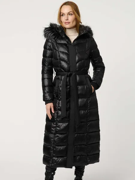 Jetsetter Vegan Fur Trim Long Puffer Coat